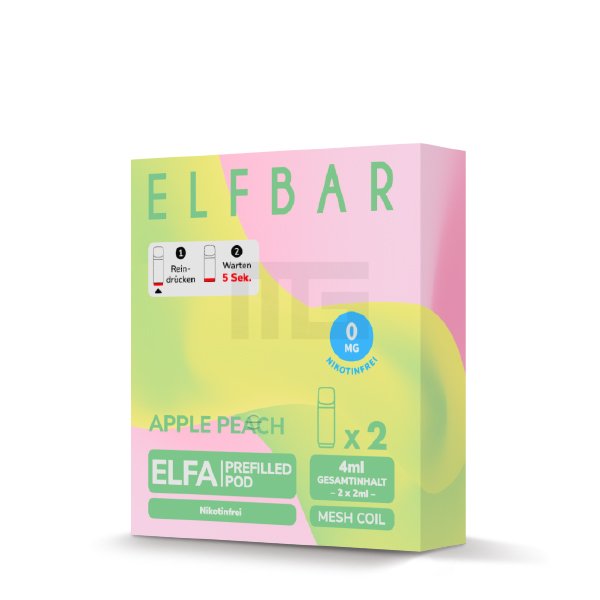 Elfbar - ELFA - Prefilled Pod - 2ml - 2er Pack - Nikotinfrei - Apple Peach