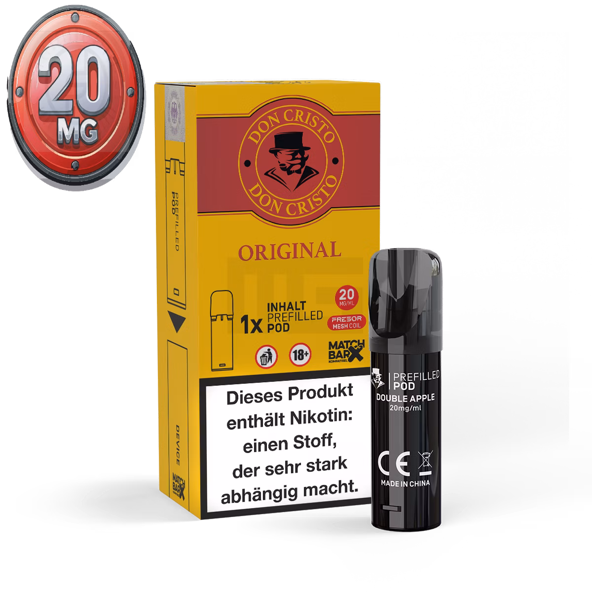 Don Cristo ✴ Original ✴ 2ml ✴ 20mg ✴ Prefilled Pods - 1er Paket
