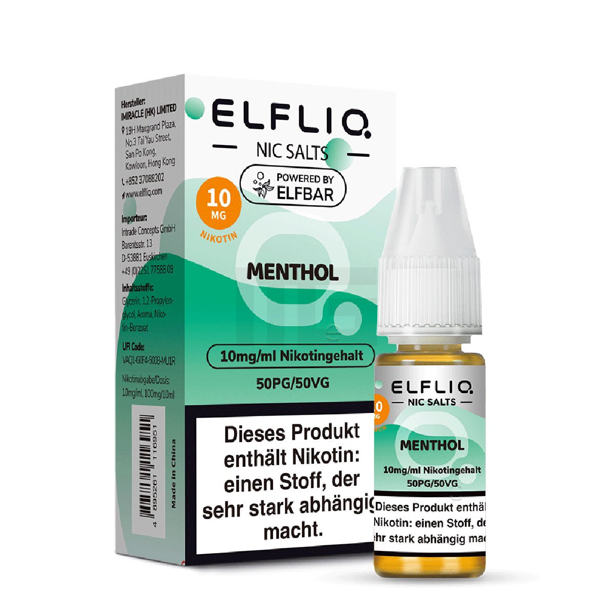 Elfbar - ElfLiq - 10ml - Menthol | Nikotinsalz-Stärke : 10mg