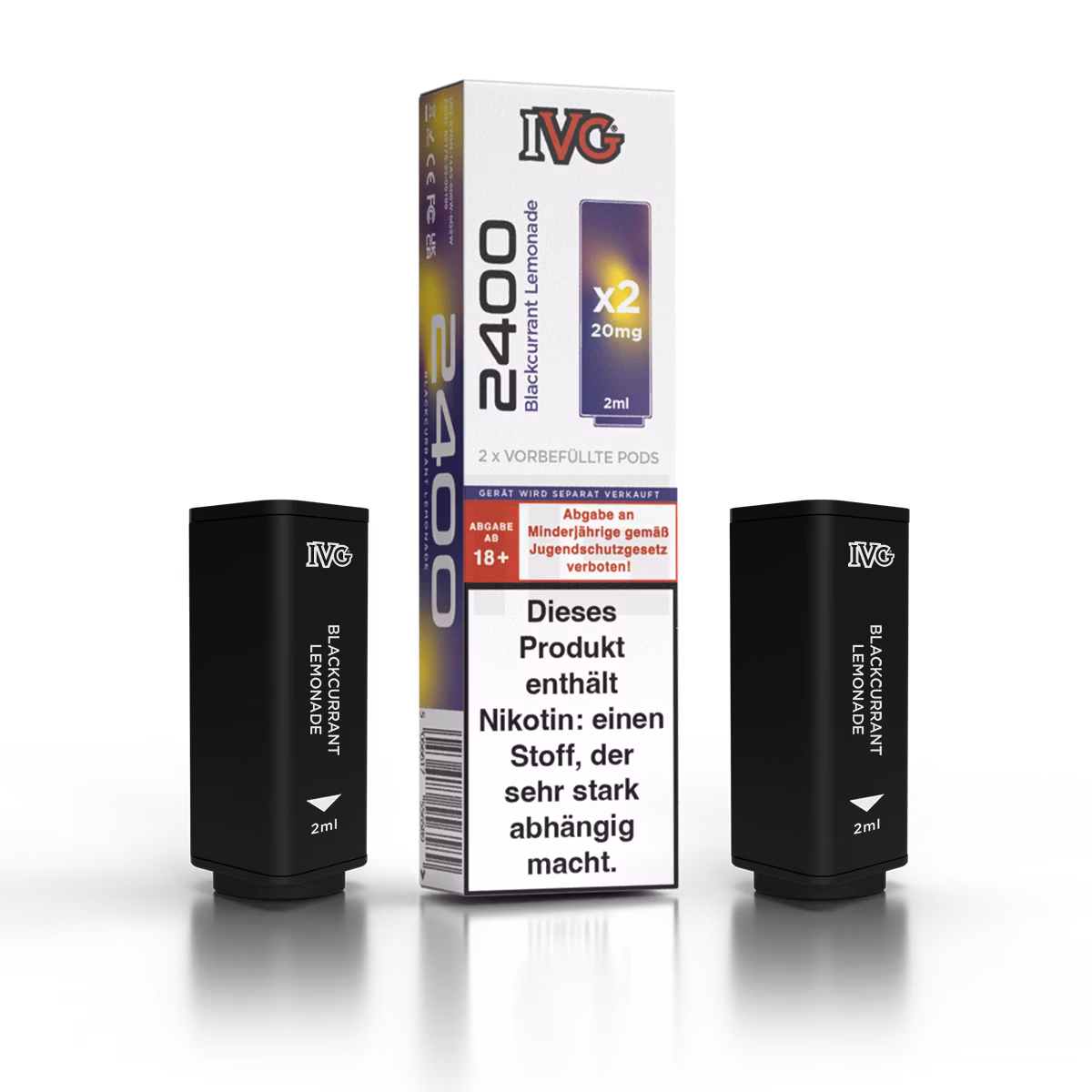 IVG - 2400 - Prefilled Pod - 2ml - 2er Pack - Blackcurrant Lemonade IVG - 2400 - Prefilled Pod - 2ml - 2er Pack - Blackcurrant Lemonade