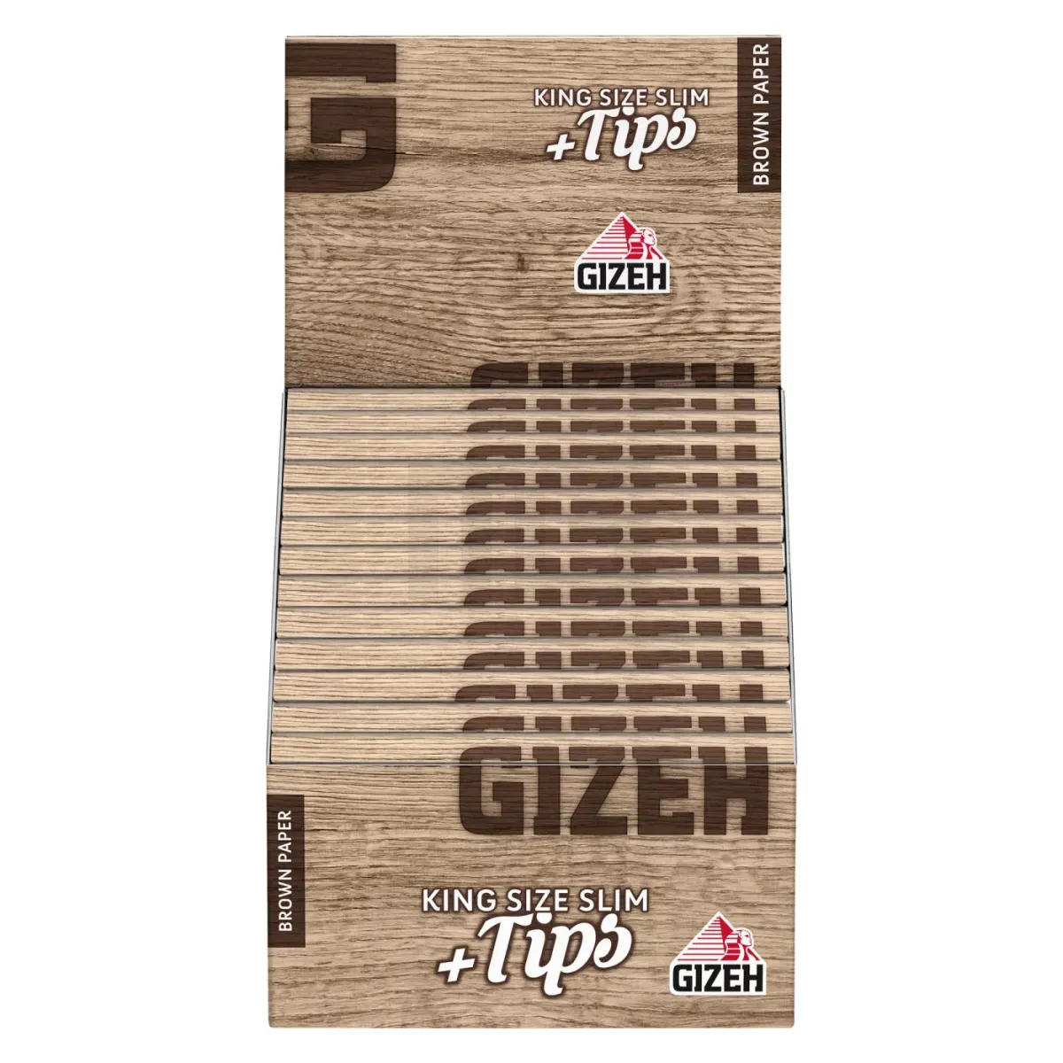 Gizeh - Brown - King Size Slim - Blättchen + Tips - Magnetverschluss - 34 Blättchen