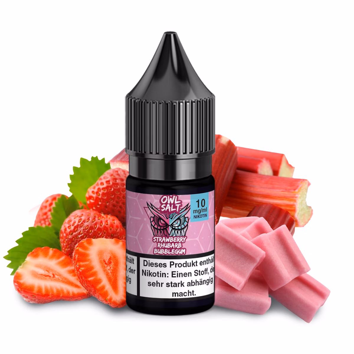 OWL Salt - Strawberry Rhubarb Bubblegum - Nikotinsalz Liquid - 10ml - 10mg
