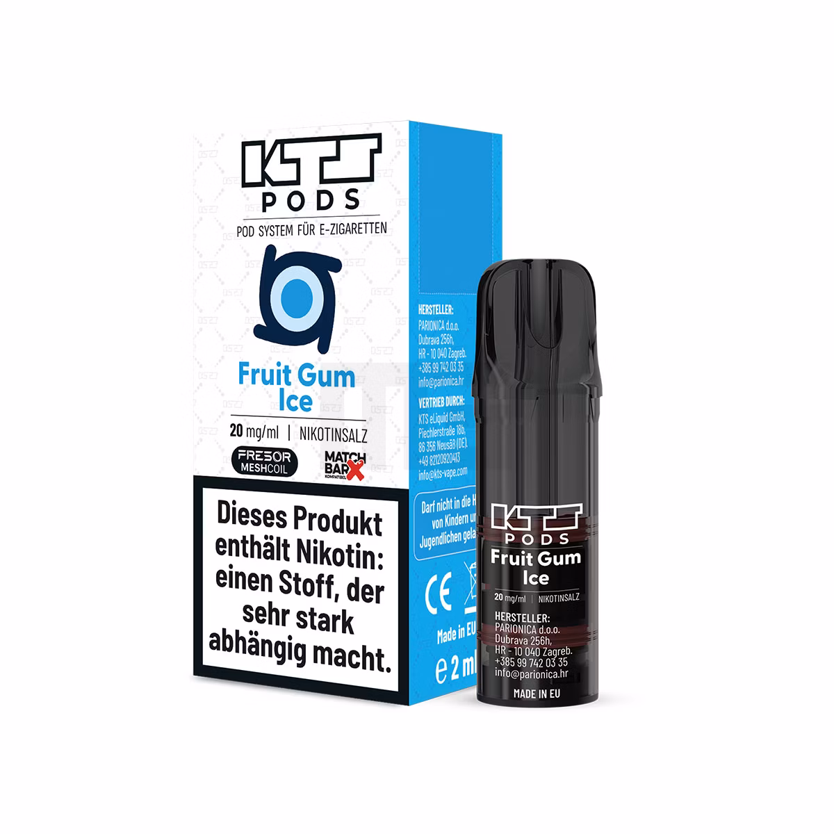 KTS - Prefilled Pod - Fruit Gum Ice - 2ml - 20mg - 1er Paket