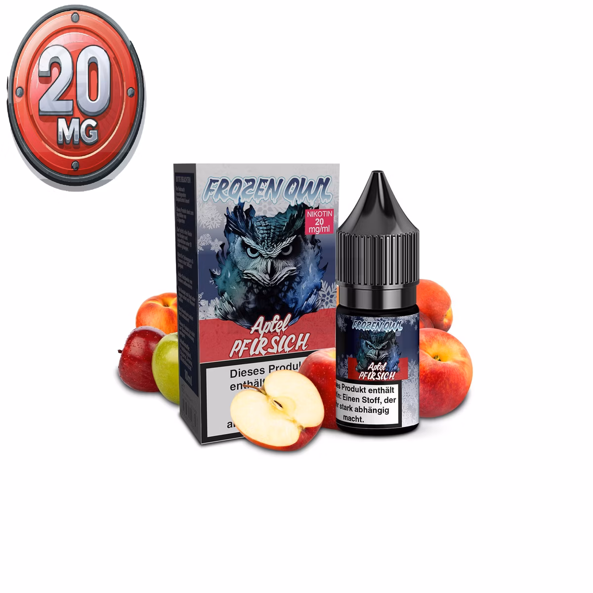 Frozen Owl ✴ Apfel Pfirsich ✴ 10ml 20mg ✴ Nikotinsalz Liquid