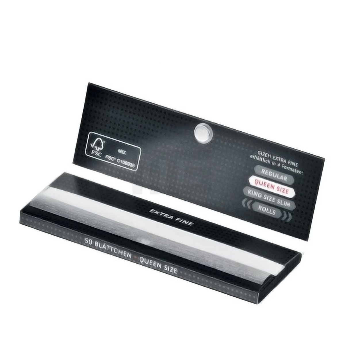 Gizeh - BLACK - Queen Size - Blättchen + Tips - Magnetverschluss - 34 Blättchen