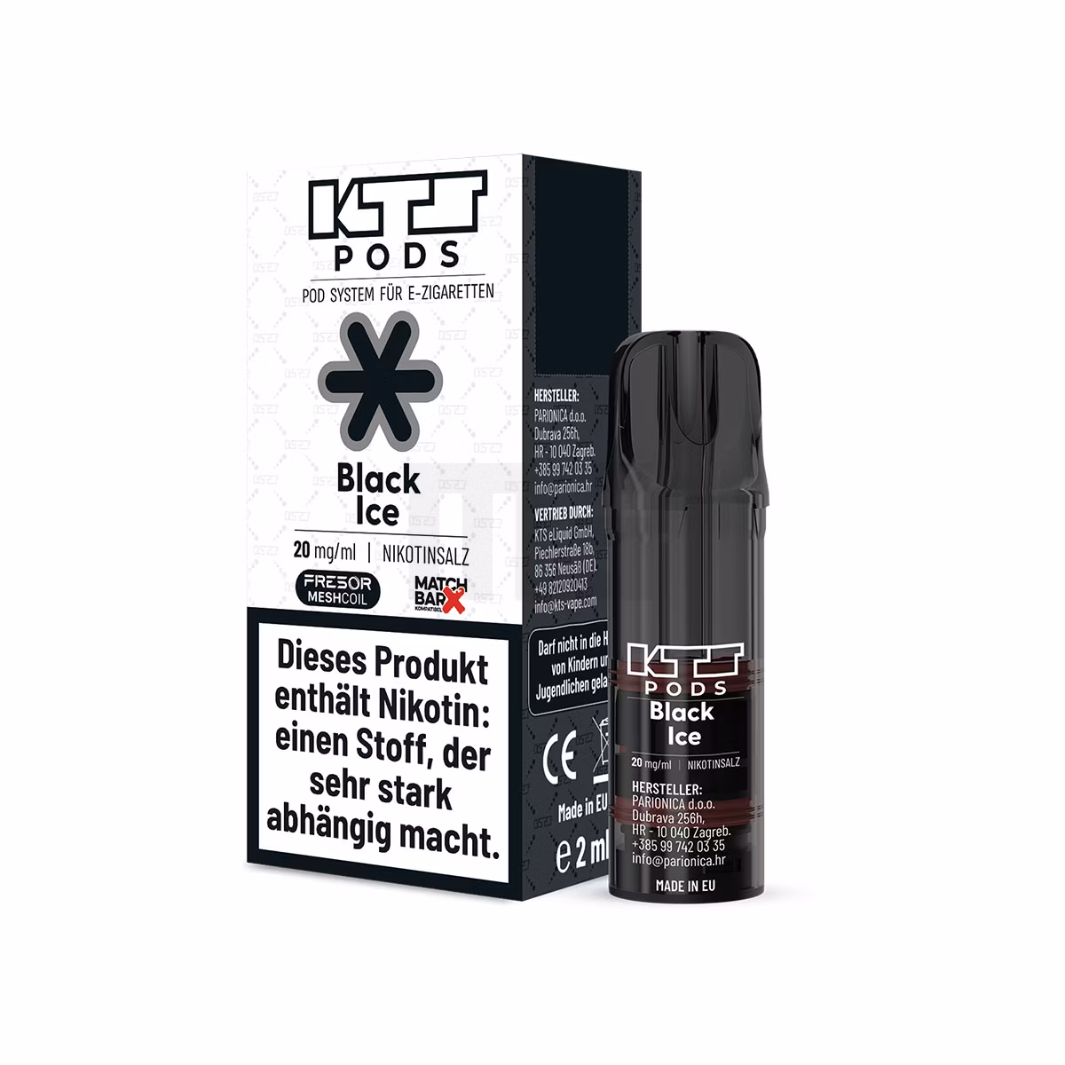 KTS - Prefilled Pod - Black Ice - 2ml - 20mg - 1er Paket