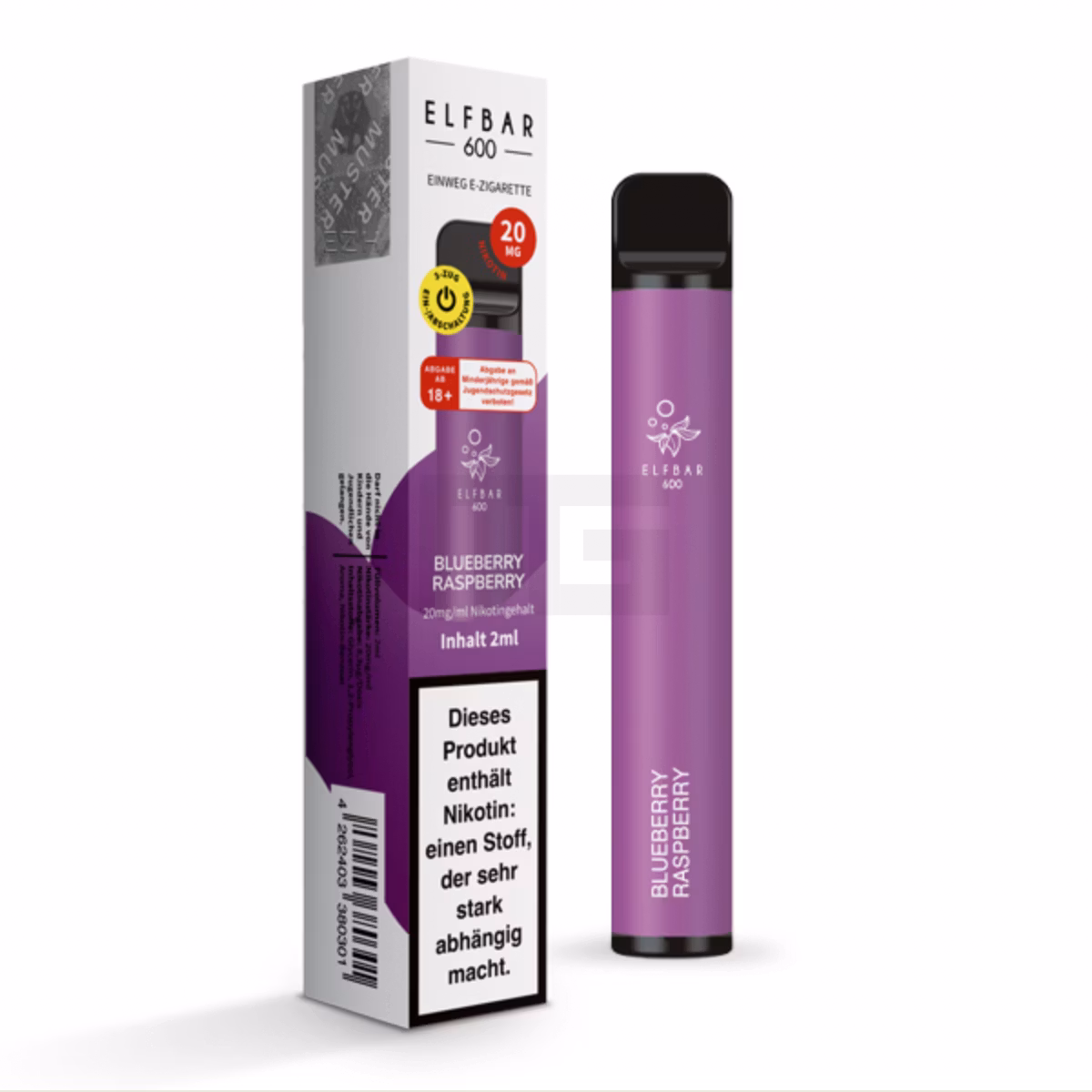Elf Bar 600 Einweg E-Zigarette - Blueberry Raspberry - 20mg