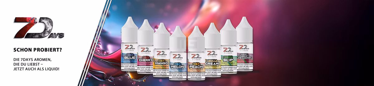 7Days Nikotinsalz Liquids – Intensiver Geschmack & neue 15mg Stärke