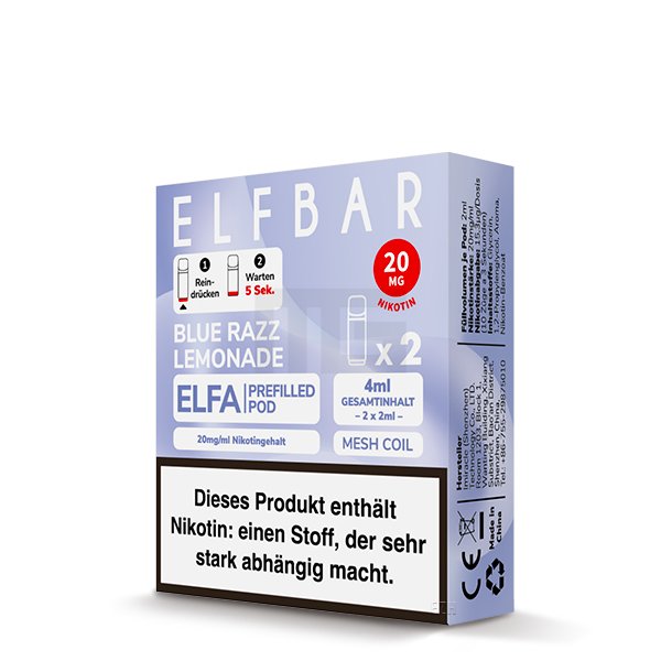 Elfbar - ELFA - Prefilled Pod - 2ml - 2er Pack - Blue Razz Lemonade