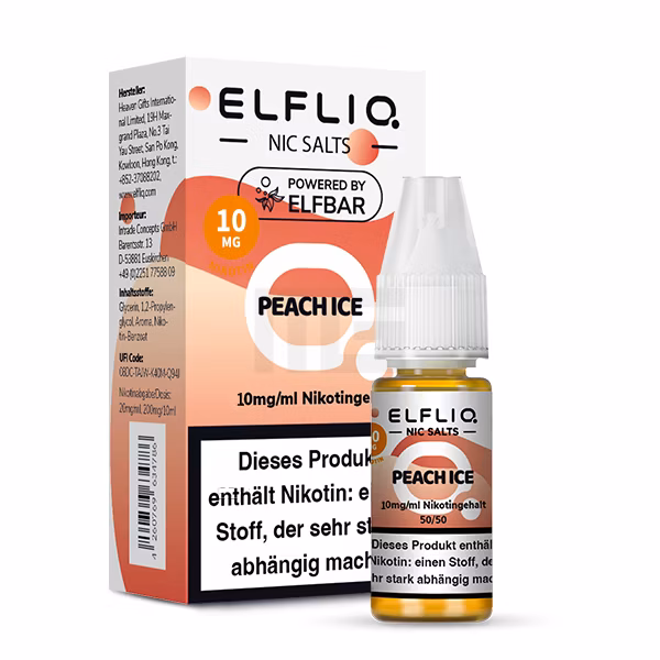 Elfbar - ElfLiq - 10ml - Peach Ice | Nikotinsalz-Stärke : 10mg