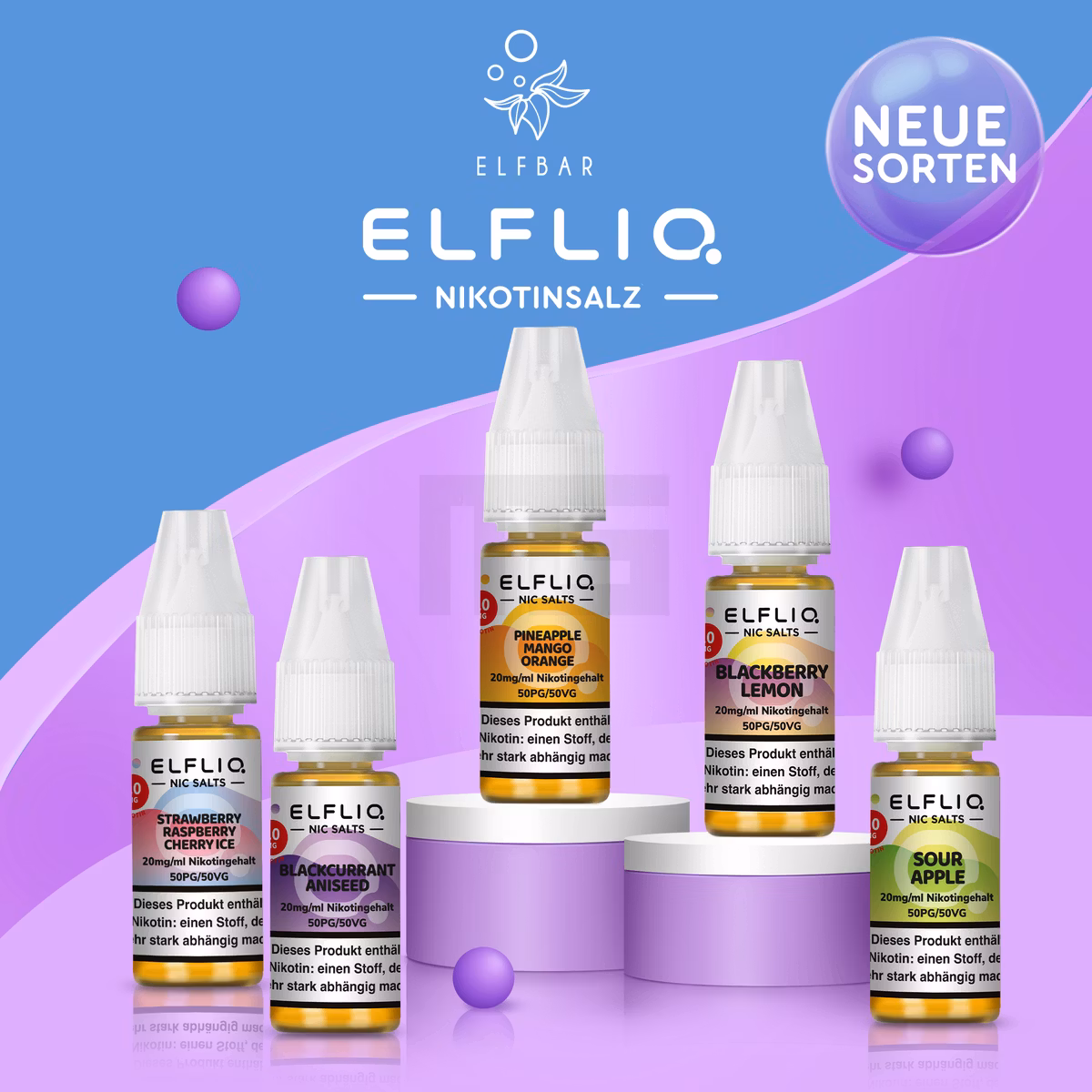 Elfbar - ElfLiq - 10ml - Strawberry Raspberry Cherry Ice | Nikotinsalz-Stärke : 20mg