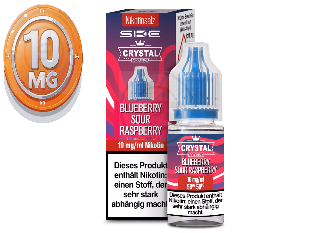 SKE - Crystal Liquid - Blueberry Sour Raspberry - Nikotinsalz Liquid - 10ml - 10mg
