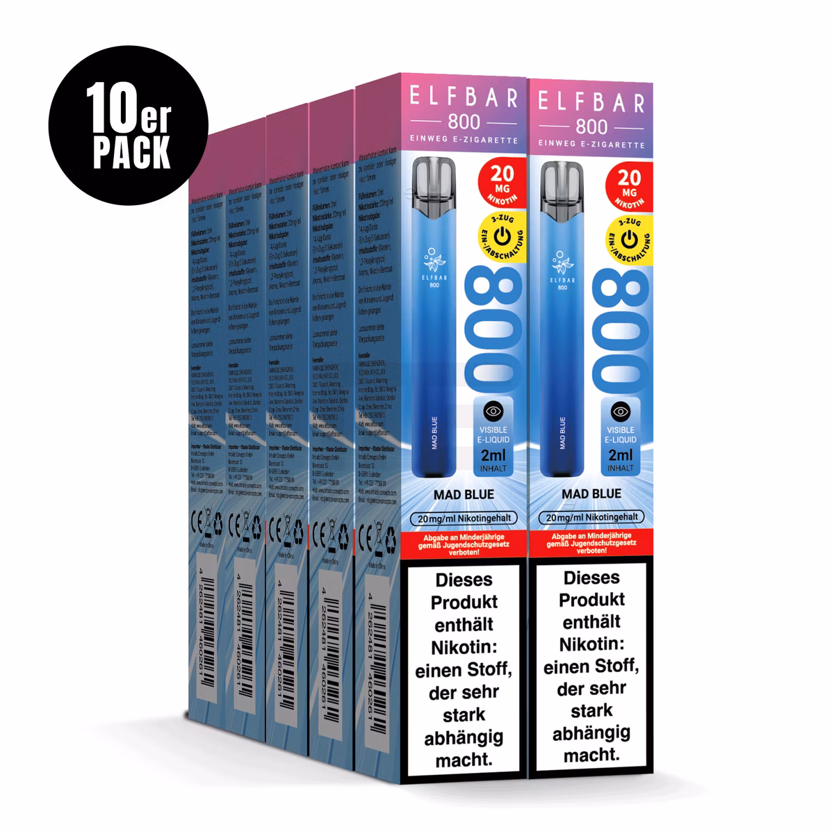 Elfbar - 800 - Einweg E-Zigarette - 20mg - CP - Mad Blue