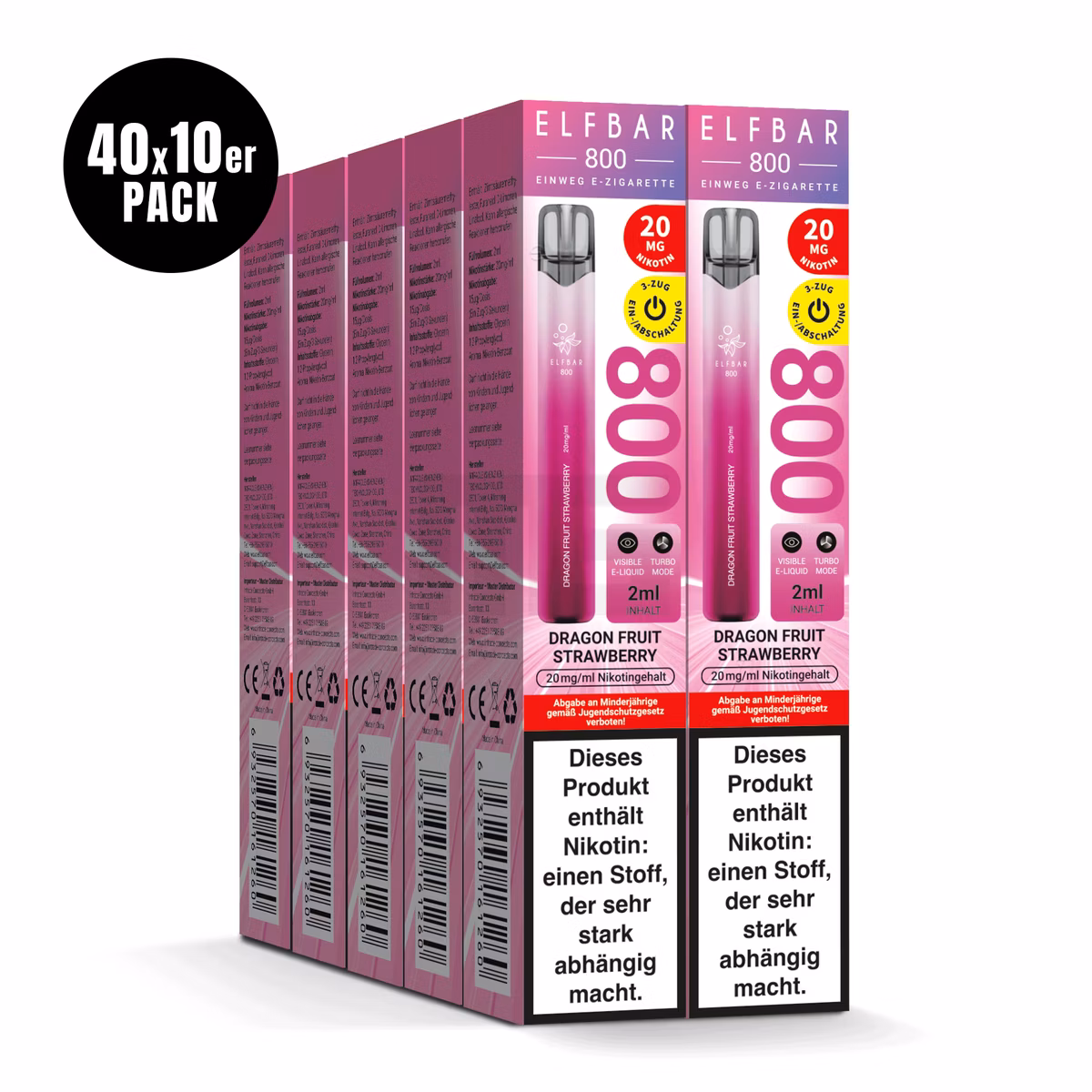 Elfbar - 800 - Einweg E-Zigarette - 20mg - CP - Dragon Fruit Strawberry
