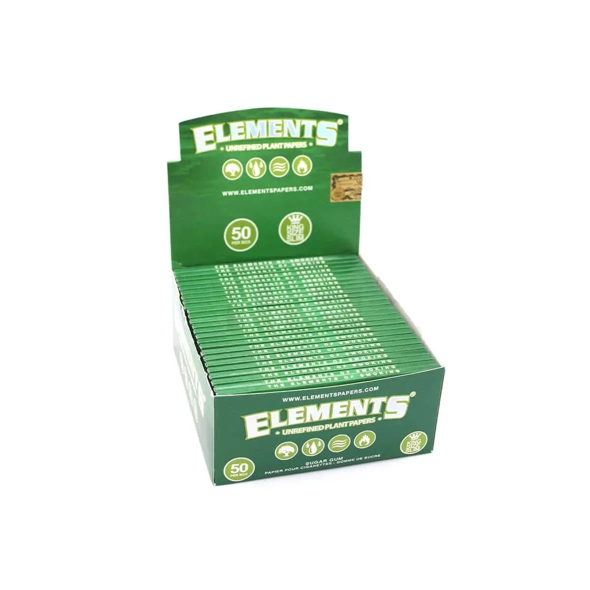 Elements Papers - Grün - King Size Slim - Blättchen - 32 Blättchen
