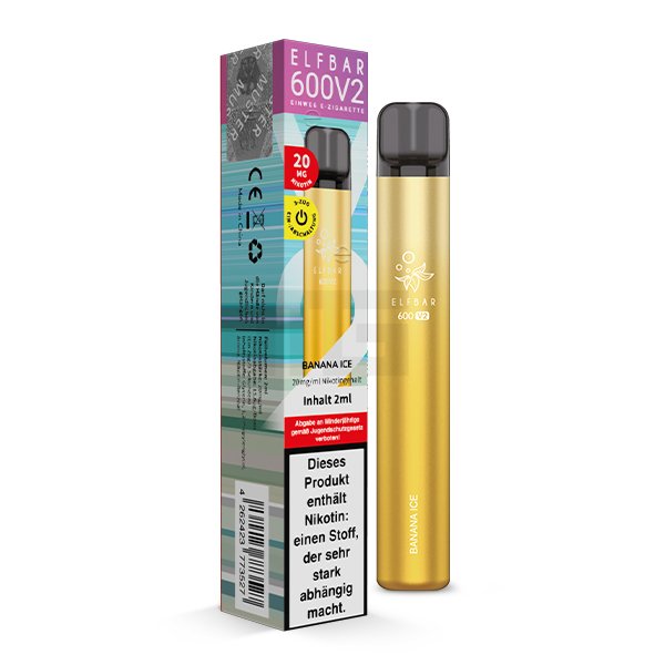 Elf Bar 600 V2 - Einweg E-Zigarette - Banana Ice - 20mg