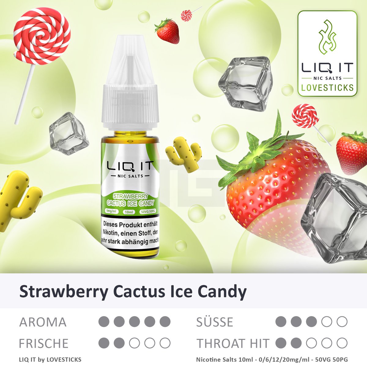 LIQ IT - Nikotinsalz-Liquid - 10ml - Strawberry Cactus Candy Ice - 12mg