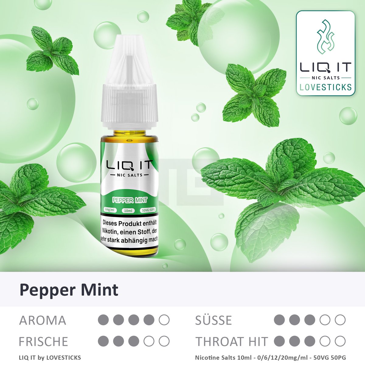 LIQ IT - Nikotinsalz-Liquid - 10ml - Pepper Mint - 0mg