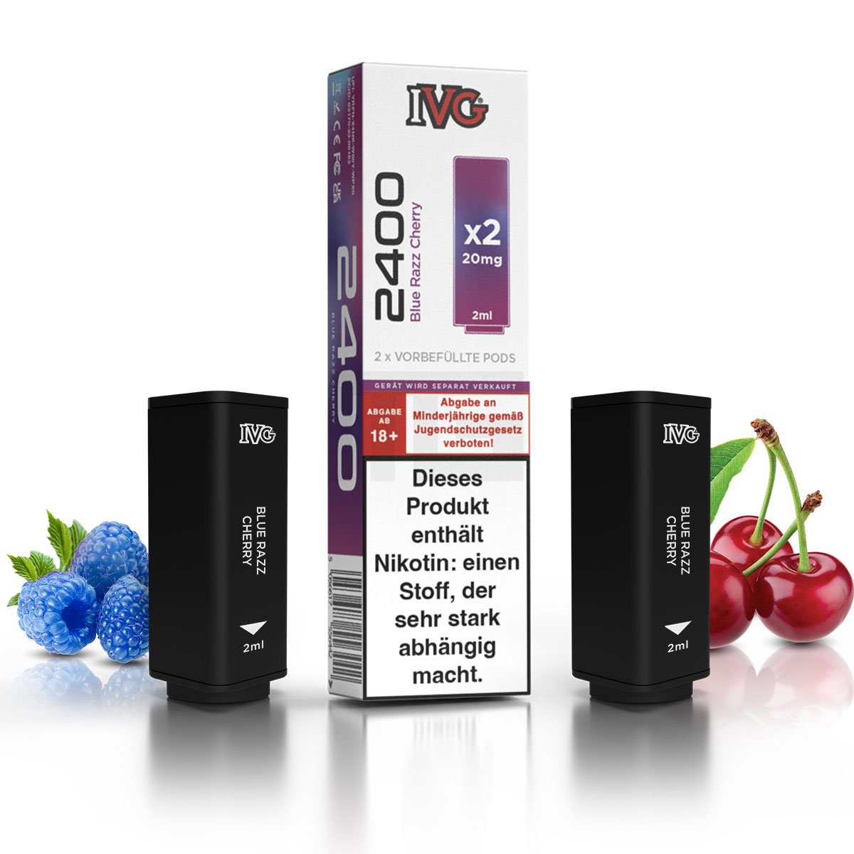 IVG - 2400 - Prefilled Pod - Blue Razz Cherry - 2ml - 2er Pack