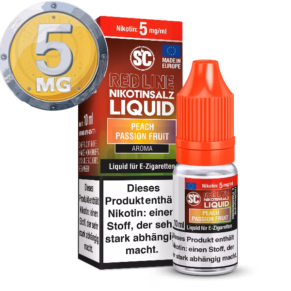 SC - Red Line - Peach Passion Fruit - Nikotinsalz Liquid - 10ml - 5mg