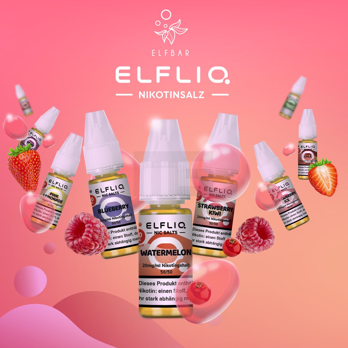 Elfbar - ElfLiq - 10ml - Strawberry Raspberry Cherry Ice | Nikotinsalz-Stärke : 20mg