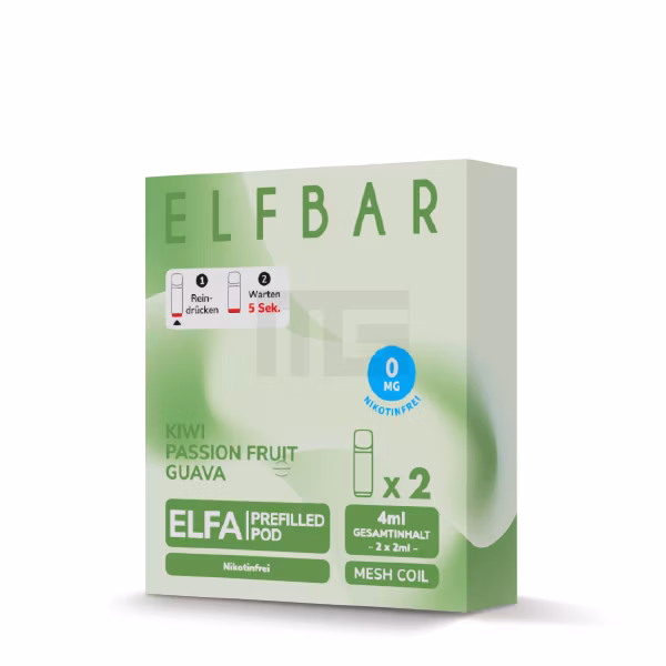 Elfbar - ELFA - Prefilled Pod - 2ml - 2er Pack - Nikotinfrei - Kiwi Passion Fruit Guava