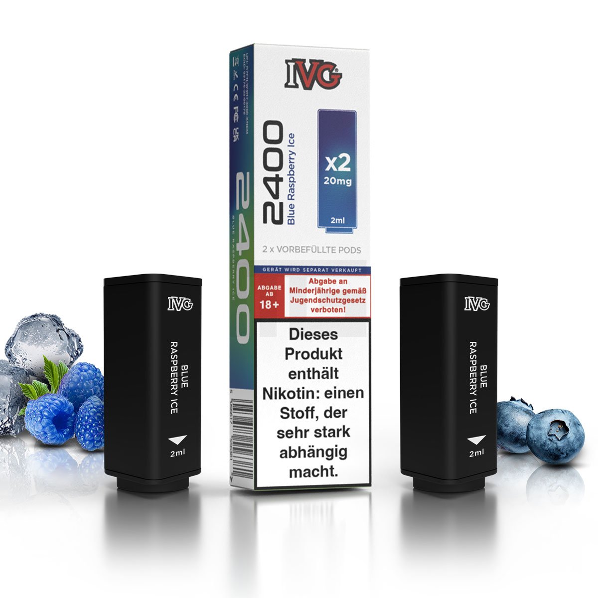 IVG - 2400 - Prefilled Pod - Blue Raspberry Ice - 2ml - 2er Pack