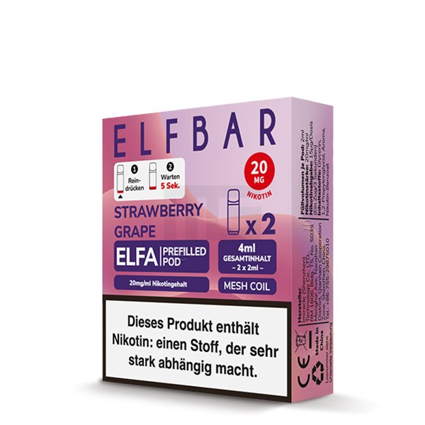 Elfbar - ELFA - Prefilled Pod - 2ml - 2er Pack - Strawberry Grape