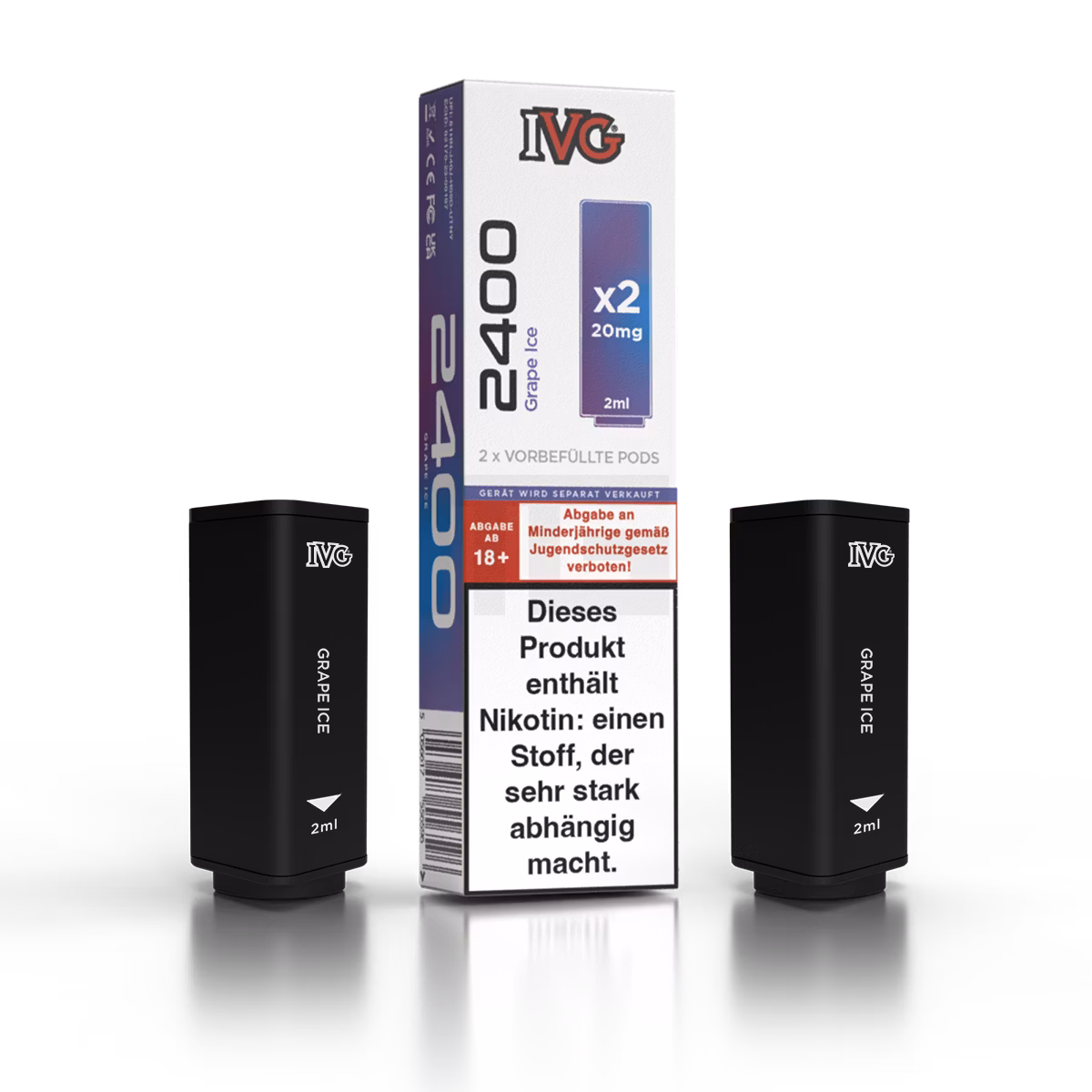 IVG - 2400 - Prefilled Pod - 2ml - 2er Pack - Grape Ice IVG - 2400 - Prefilled Pod - 2ml - 2er Pack - Grape Ice