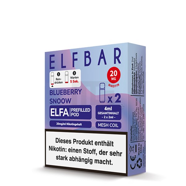 Elfbar - ELFA - Prefilled Pod - 2ml - 2er Pack - Blueberry Snoow