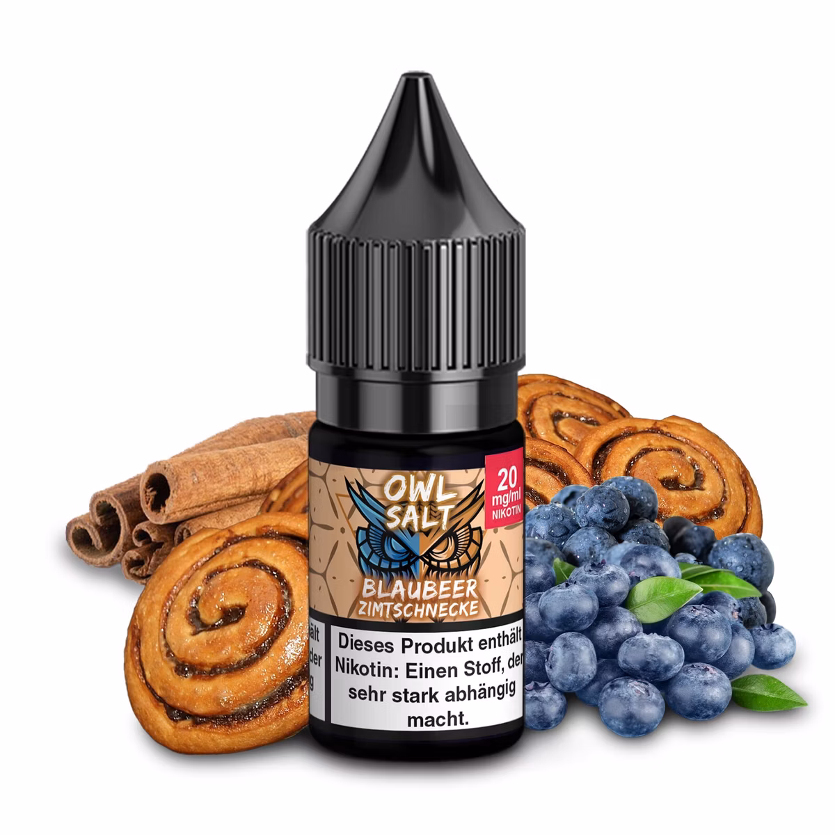 OWL Salt - Blaubeer Zimtschnecke - Nikotinsalz Liquid - 10ml - 20mg