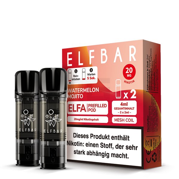Elfbar - ELFA - Prefilled Pod - 2ml - 2er Pack - Watermelon Mojito
