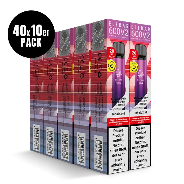 Elf Bar 600 V2 - Einweg E-Zigarette - Strawberry Raspberry Cherry Ice - 20mg
