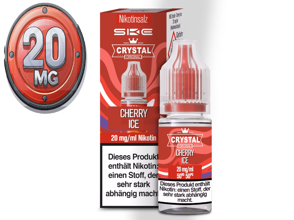 SKE - Crystal Liquid - Cherry Ice - Nikotinsalz Liquid - 10ml - 20mg