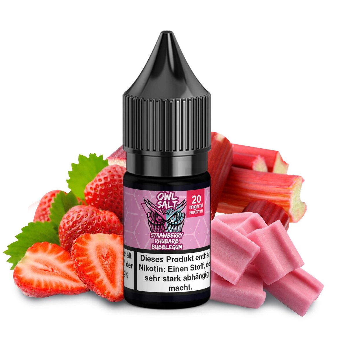 OWL Salt - Strawberry Rhubarb Bubblegum - Nikotinsalz Liquid - 10ml - 20mg