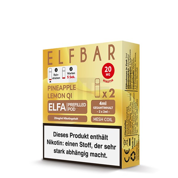 Elfbar - ELFA - Prefilled Pod - 2ml - 2er Pack - Pineapple Lemon Qi