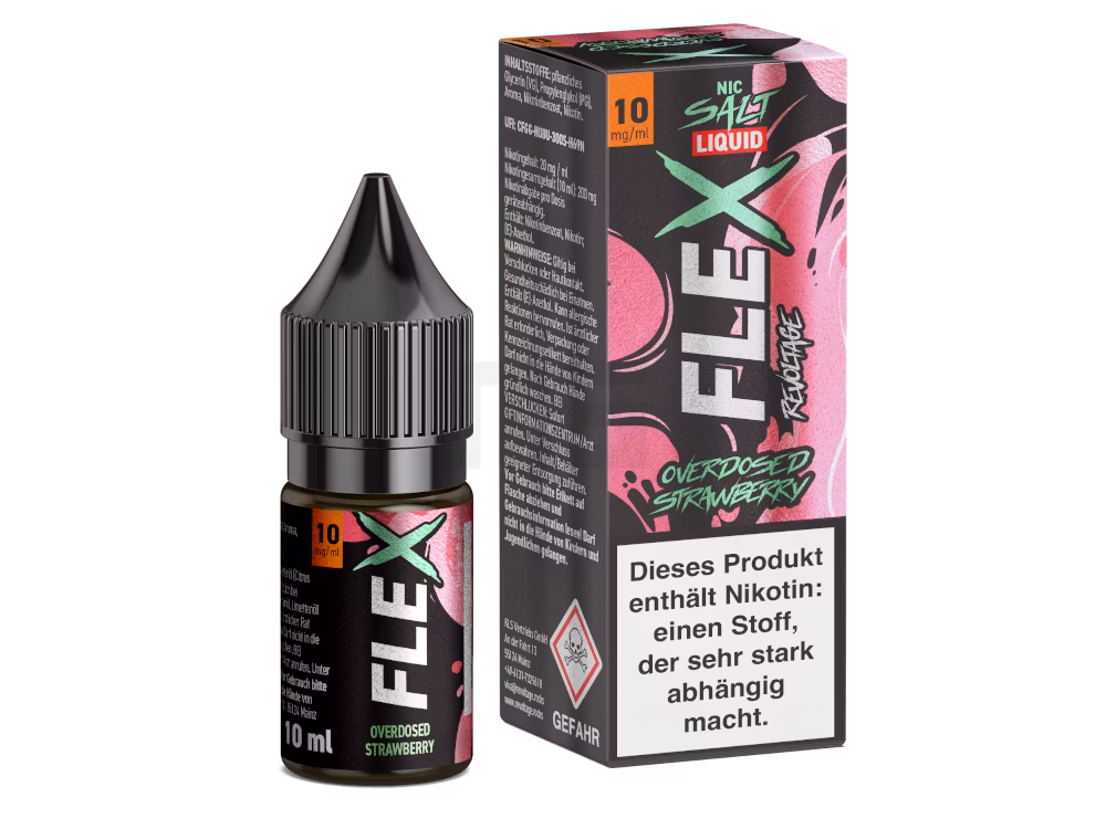 Revoltage - FLEX - Strawberry - Overdosed - Nikotinsalz Liquid - 10ml - 10mg