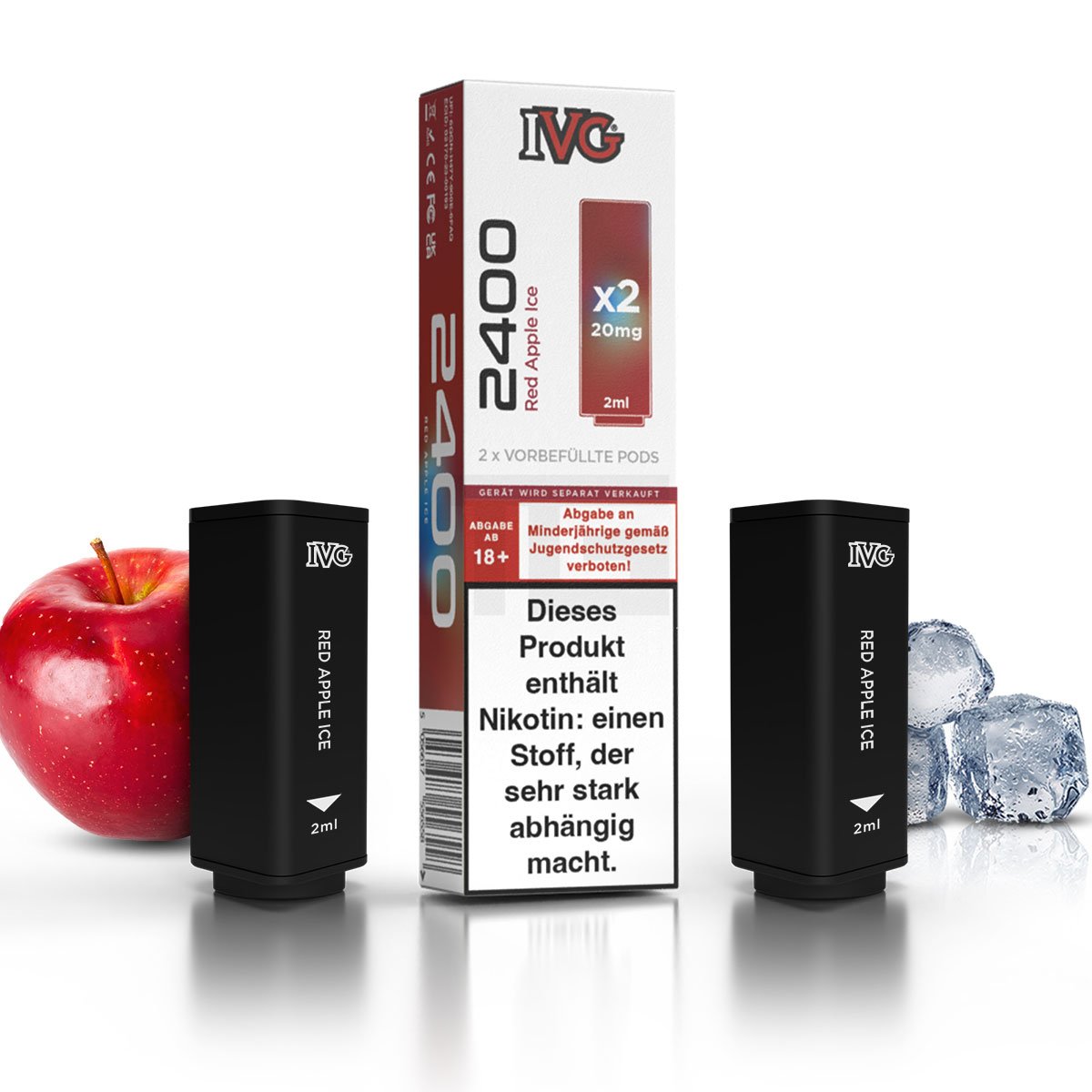 IVG - 2400 - Prefilled Pod - Red Apple Ice - 2ml - 2er Pack