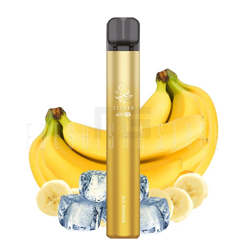 Elf Bar 600 V2 - Einweg E-Zigarette - Banana Ice - 20mg, Banane, Essen, Obst, Produzieren, Flasche