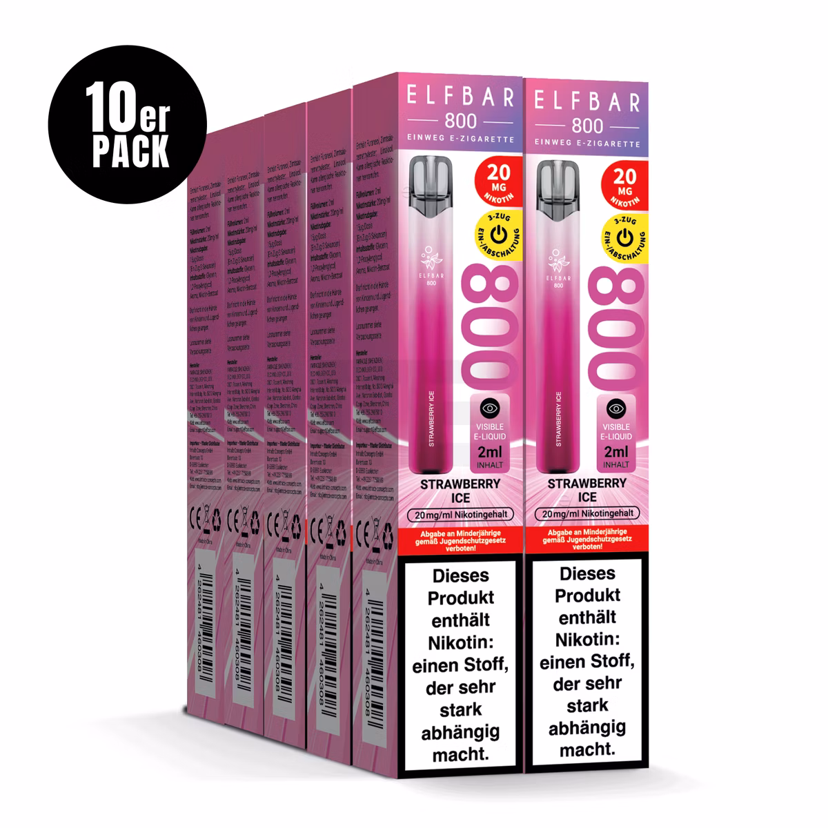 Elfbar - 800 - Einweg E-Zigarette - 20mg - CP - Strawberry Ice