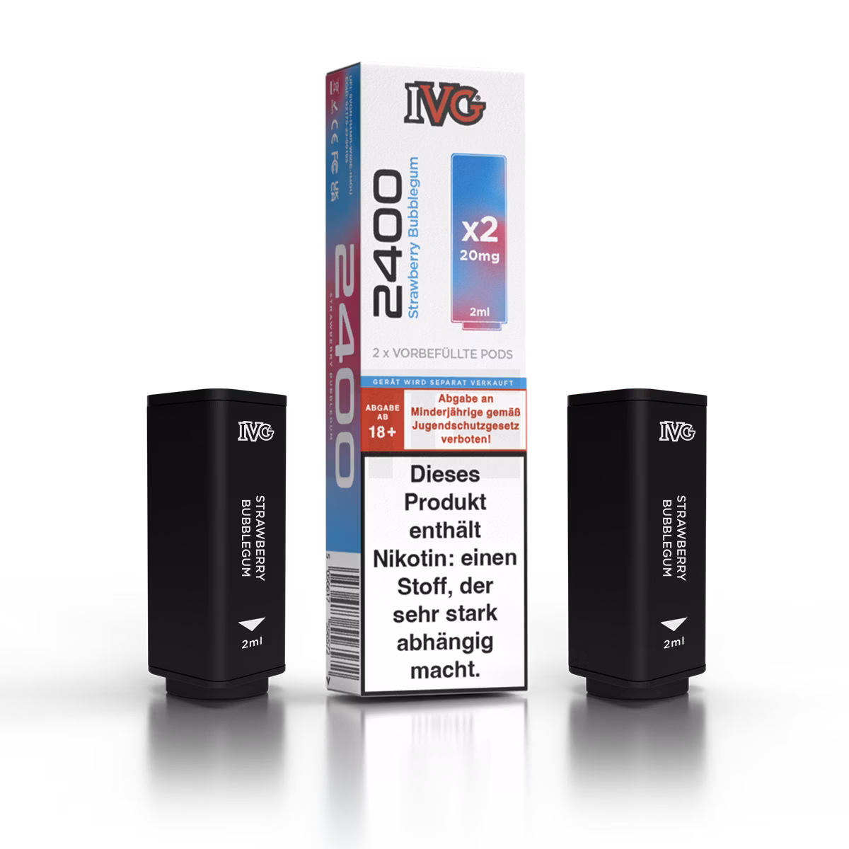 IVG - 2400 - Prefilled Pod - 2ml - 2er Pack - Strawberry Bubblegum IVG - 2400 - Prefilled Pod - 2ml - 2er Pack - Strawberry Bubblegum