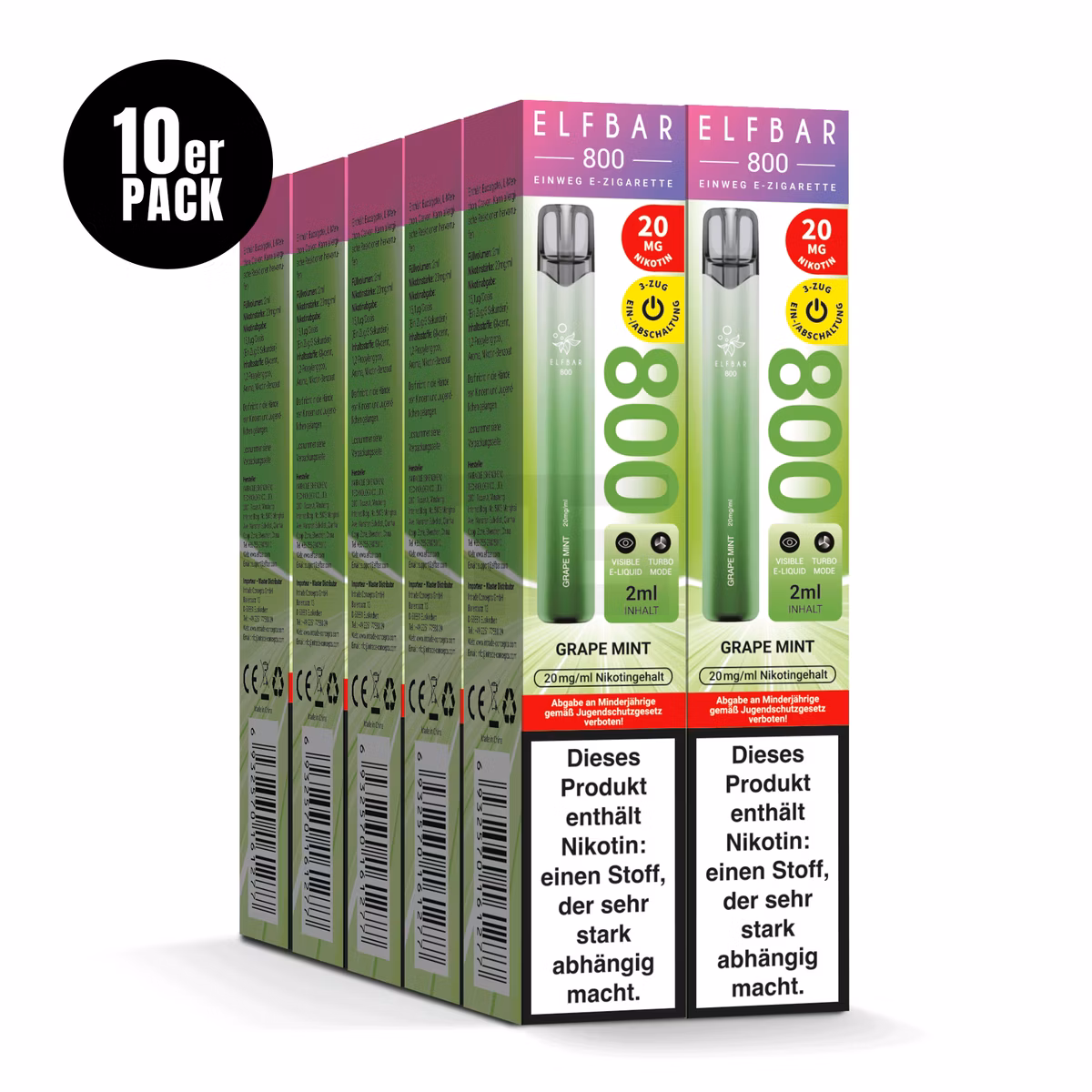 Elfbar - 800 - Einweg E-Zigarette - 20mg - CP - Grape Mint