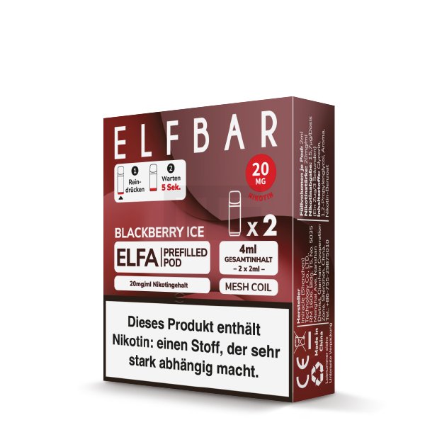 Elfbar - ELFA - Prefilled Pod - 2ml - 2er Pack - Blackberry Ice