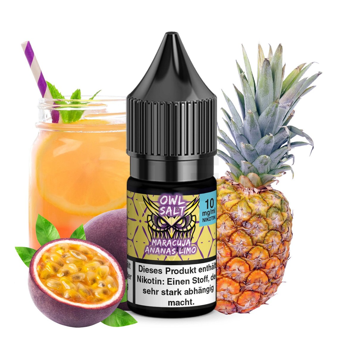 OWL Salt - Maracuja Ananas Limo - Nikotinsalz Liquid - 10ml - 10mg