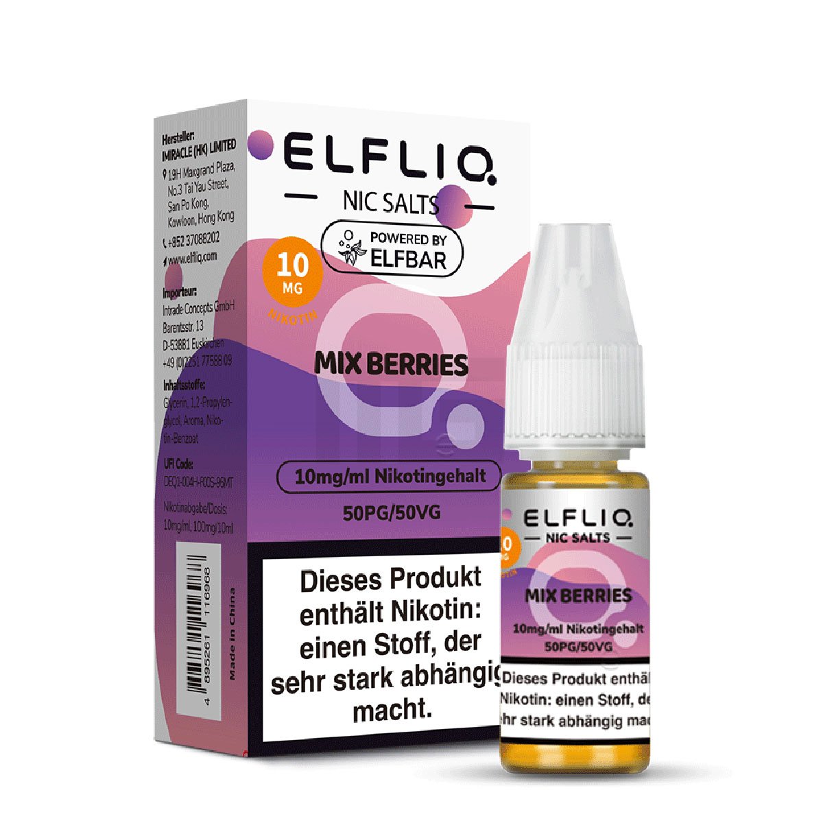 Elfbar - ElfLiq - 10ml - Mix Berries | Nikotinsalz-Stärke : 10mg