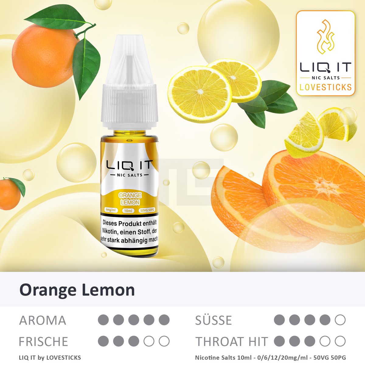 LIQ IT - Nikotinsalz-Liquid - 10ml - Orange Lemon - 0mg
