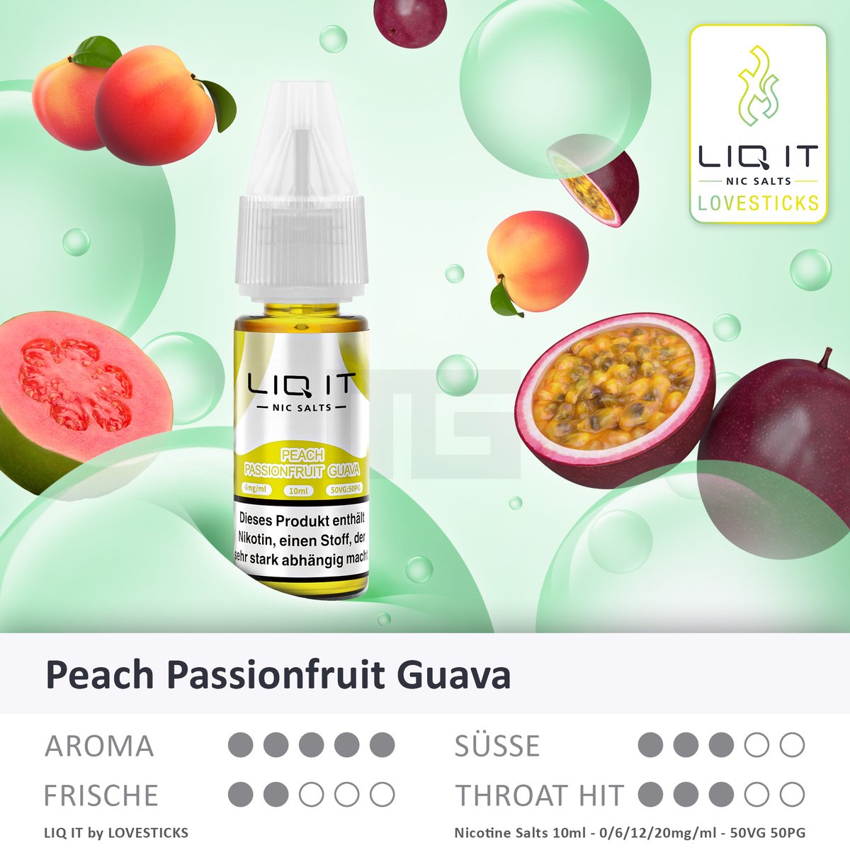 LIQ IT - Nikotinsalz-Liquid - 10ml - Peach Passionfruit Guava - 12mg