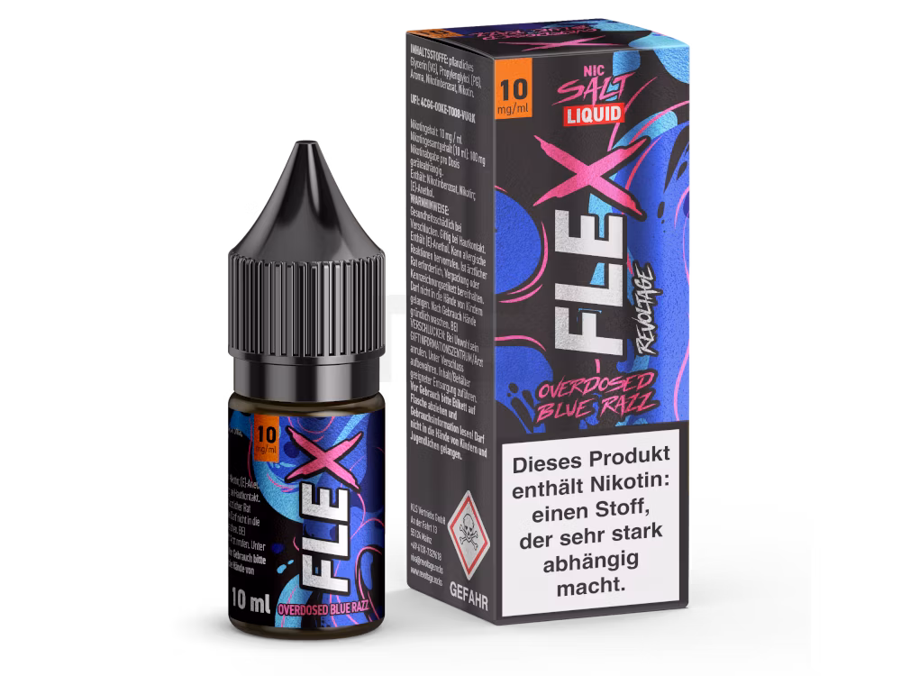 Revoltage - FLEX - Blue Razz - Overdosed - Nikotinsalz Liquid - 10ml - 10mg