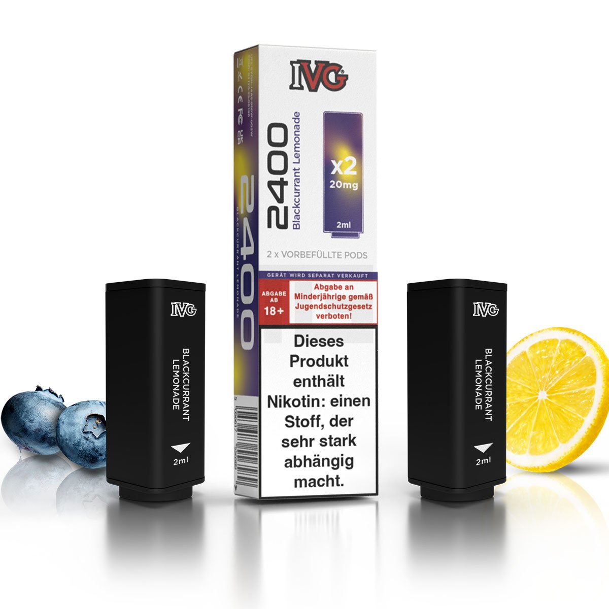 IVG - 2400 - Prefilled Pod - Blackcurrant Lemonade - 2ml - 2er Pack