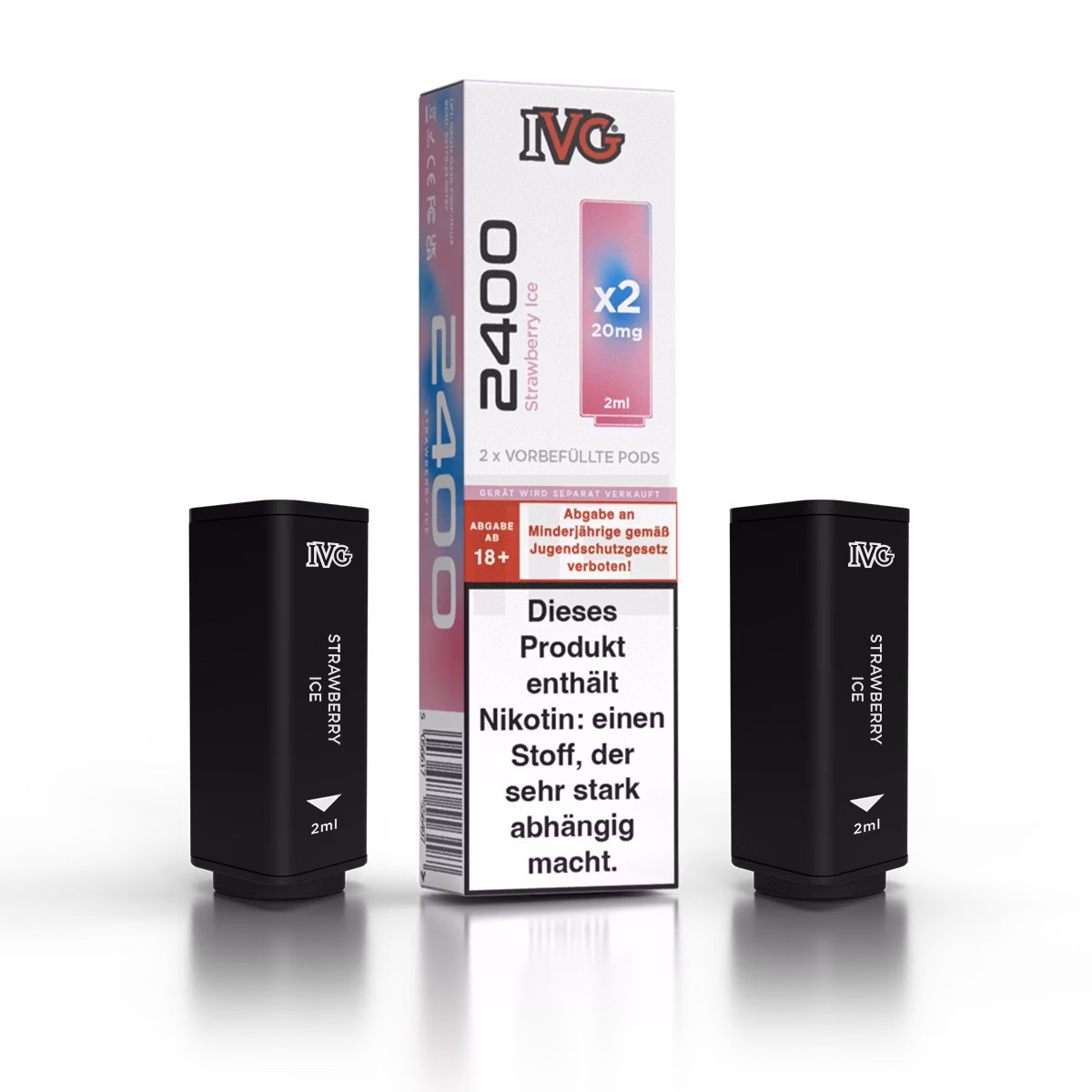 IVG - 2400 - Prefilled Pod - 2ml - 2er Pack - Strawberry Ice IVG - 2400 - Prefilled Pod - 2ml - 2er Pack - Strawberry Ice